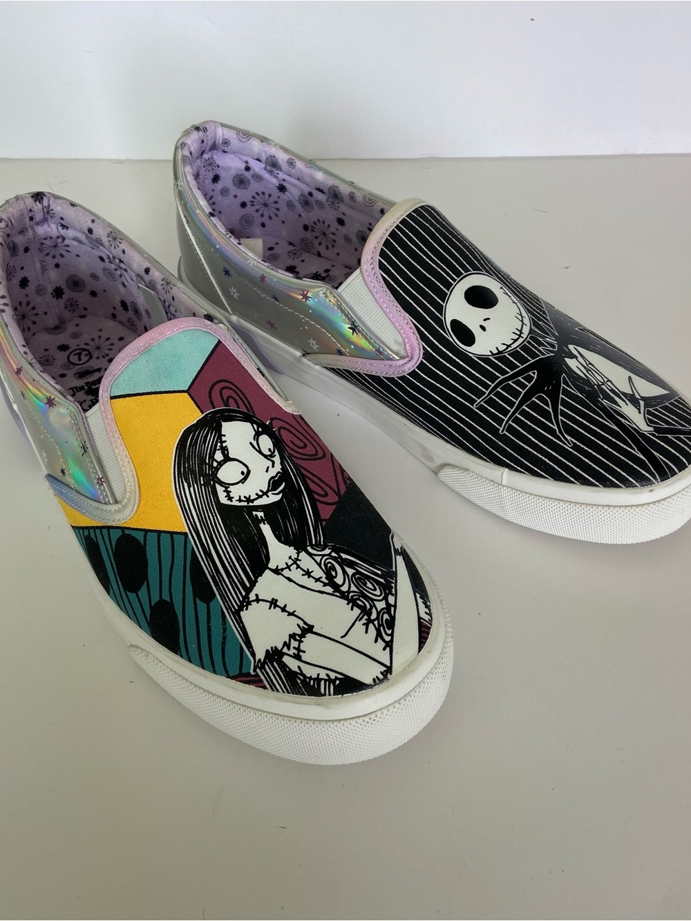 The Nightmare Before Christmas Slip-On Sneakers - Jack & Sally Art